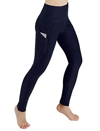 High Waist Out Pocket Yoga Pants Tummy Control Workout Running  Leggings Black
