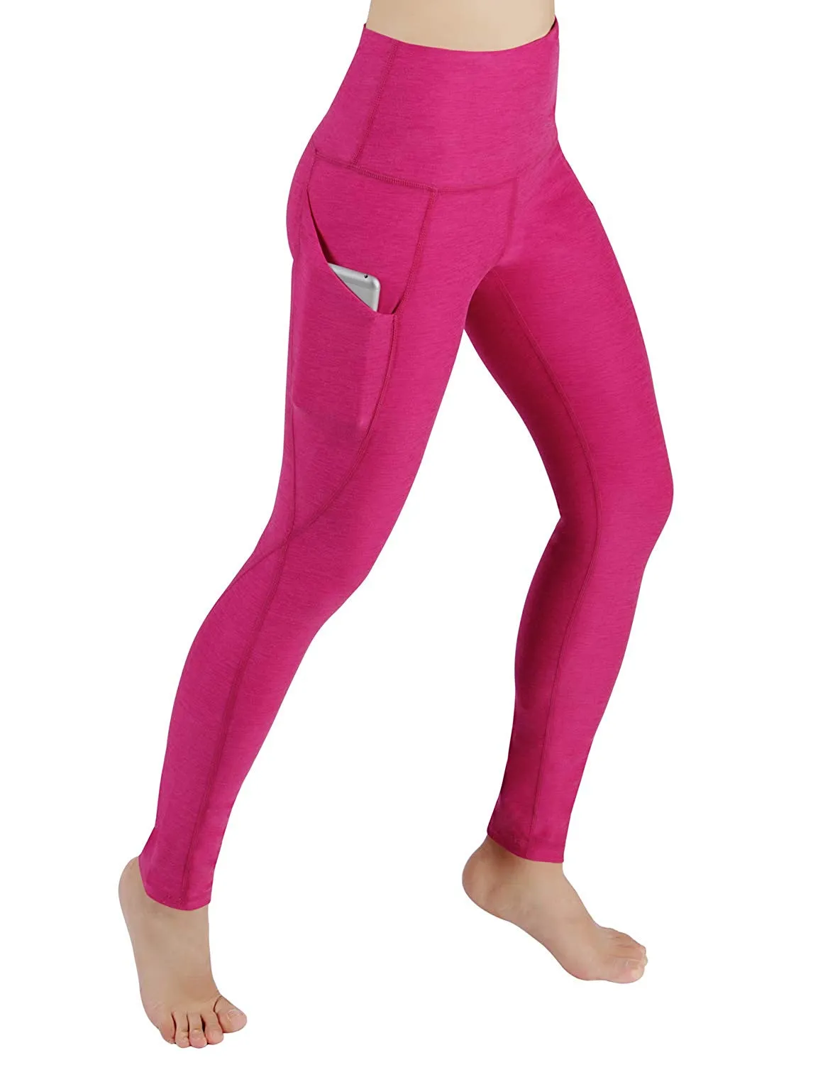 High Waist Out Pocket Yoga Pants Tummy Control Workout Running  Leggings Black
