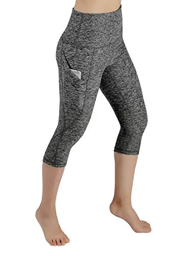 High Waist Out Pocket Yoga Pants Tummy Control Workout Running  Leggings Black