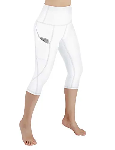 High Waist Out Pocket Yoga Pants Tummy Control Workout Running  Leggings Black