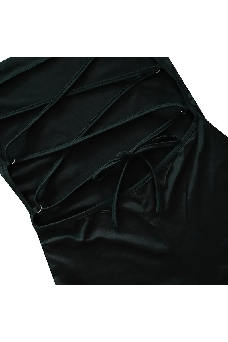 HJO3069 Solid Slit Pants Jumpsuit