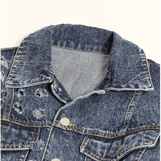 Hole loose lace denim jacket
