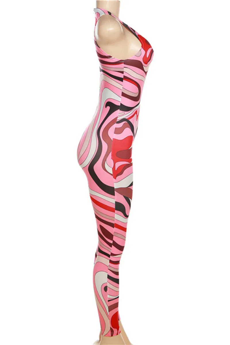 JC869 Graphic Sleeveless Jumpsuit