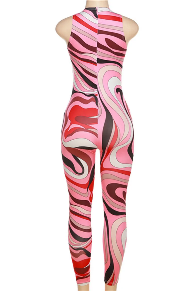 JC869 Graphic Sleeveless Jumpsuit
