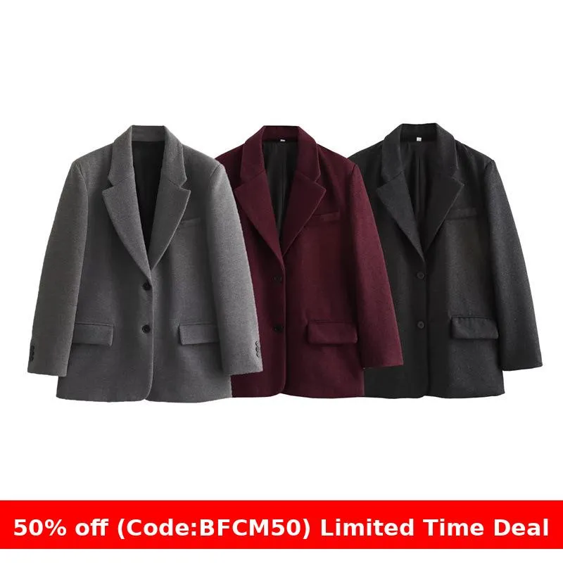 Joskaa winter outfits men 2024 Autumn Suit Jacket with Shoulder Pad Casual Women's Jacket