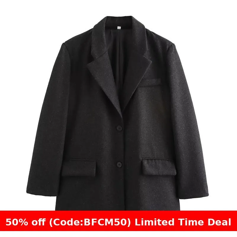 Joskaa winter outfits men 2024 Autumn Suit Jacket with Shoulder Pad Casual Women's Jacket