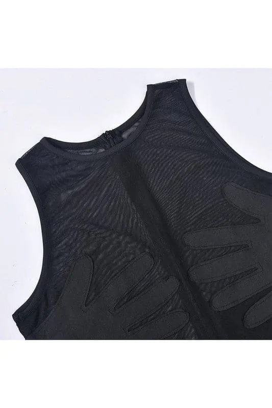 JZ212 Sleeveless Mesh Jumpsuits