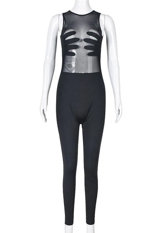 JZ212 Sleeveless Mesh Jumpsuits