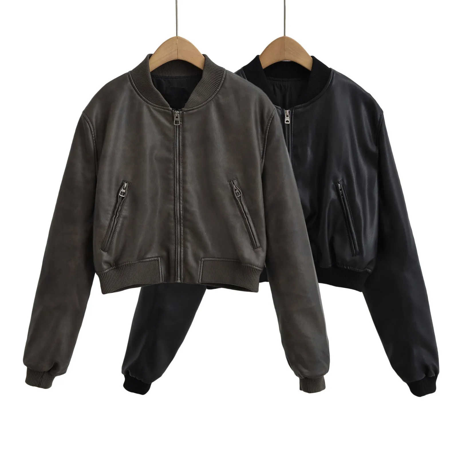 Lanfubeisi 90s fashion Retro PU Leather Women's Autumn New American Hot Girl Motorcycle Style Short Stand Collar Baseball Jacket Jacket