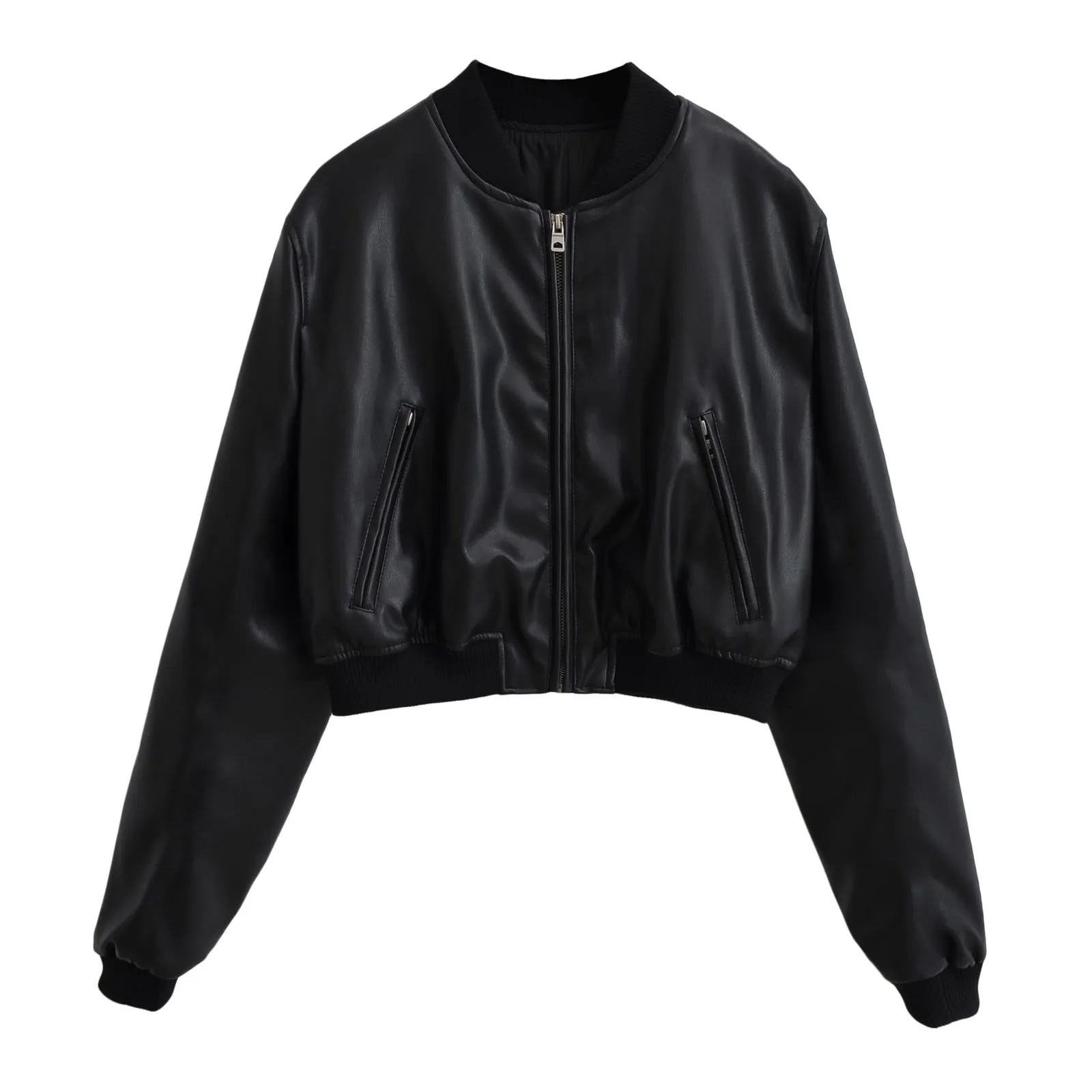 Lanfubeisi 90s fashion Retro PU Leather Women's Autumn New American Hot Girl Motorcycle Style Short Stand Collar Baseball Jacket Jacket