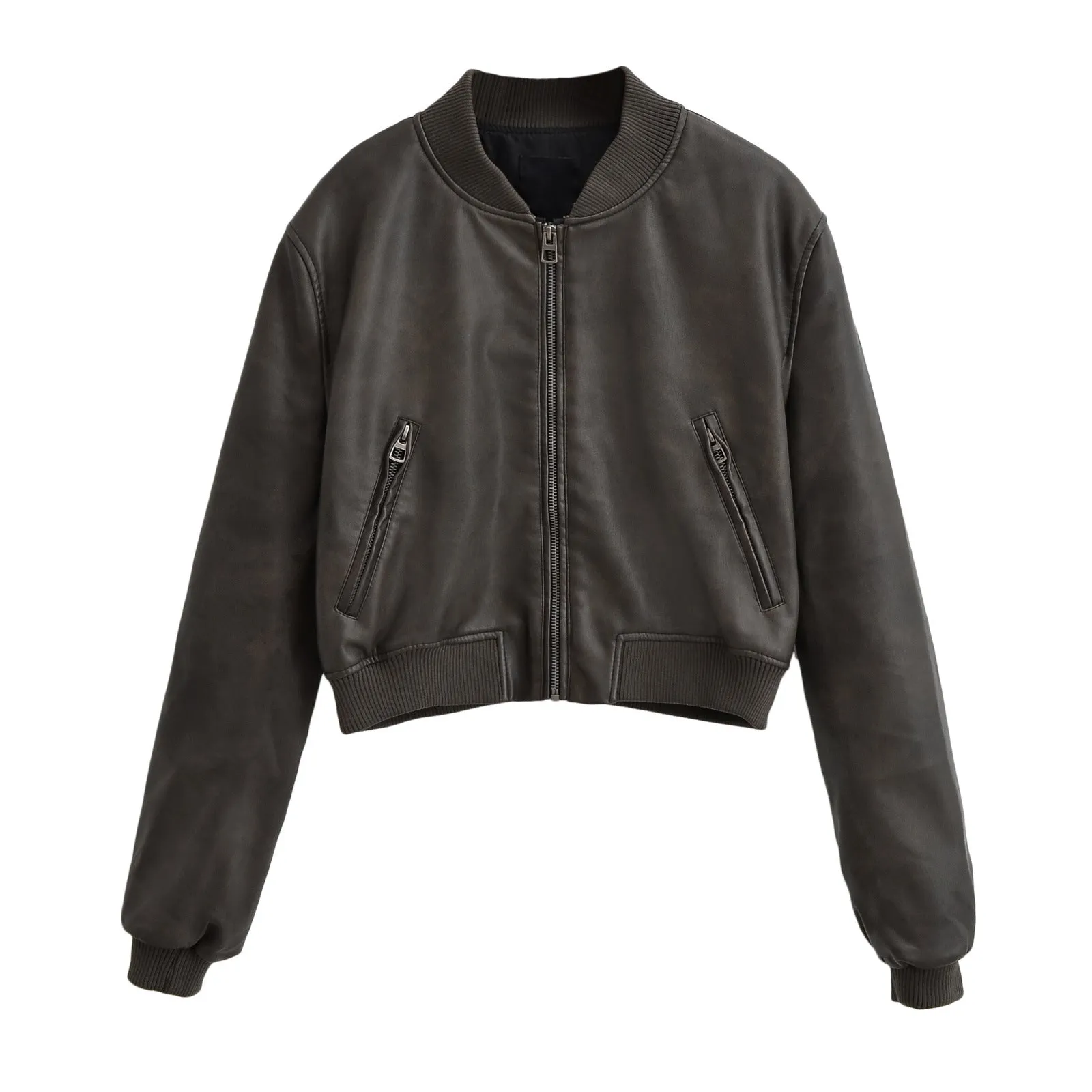 Lanfubeisi 90s fashion Retro PU Leather Women's Autumn New American Hot Girl Motorcycle Style Short Stand Collar Baseball Jacket Jacket