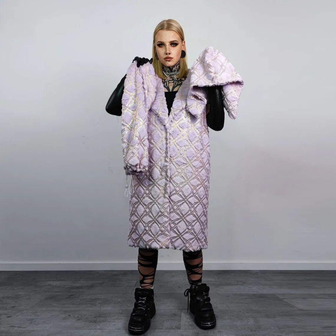 Lavender haze coat embellished trench pastel summer overcoat diamante bomber festival sparkly jacket custom Eras tour rave peacoat in purple