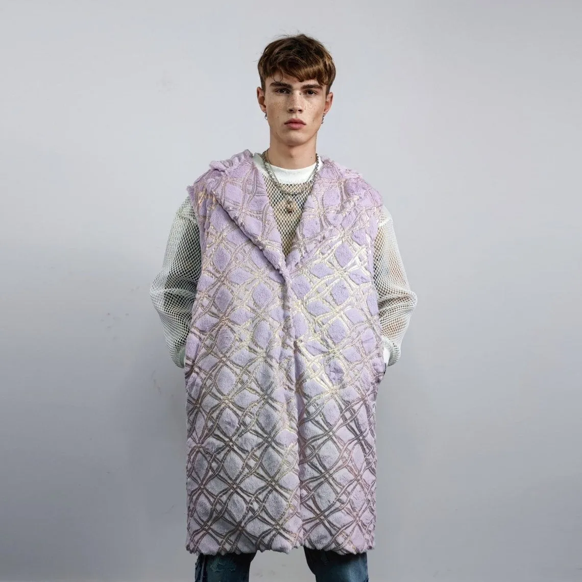 Lavender haze coat embellished trench pastel summer overcoat diamante bomber festival sparkly jacket custom Eras tour rave peacoat in purple