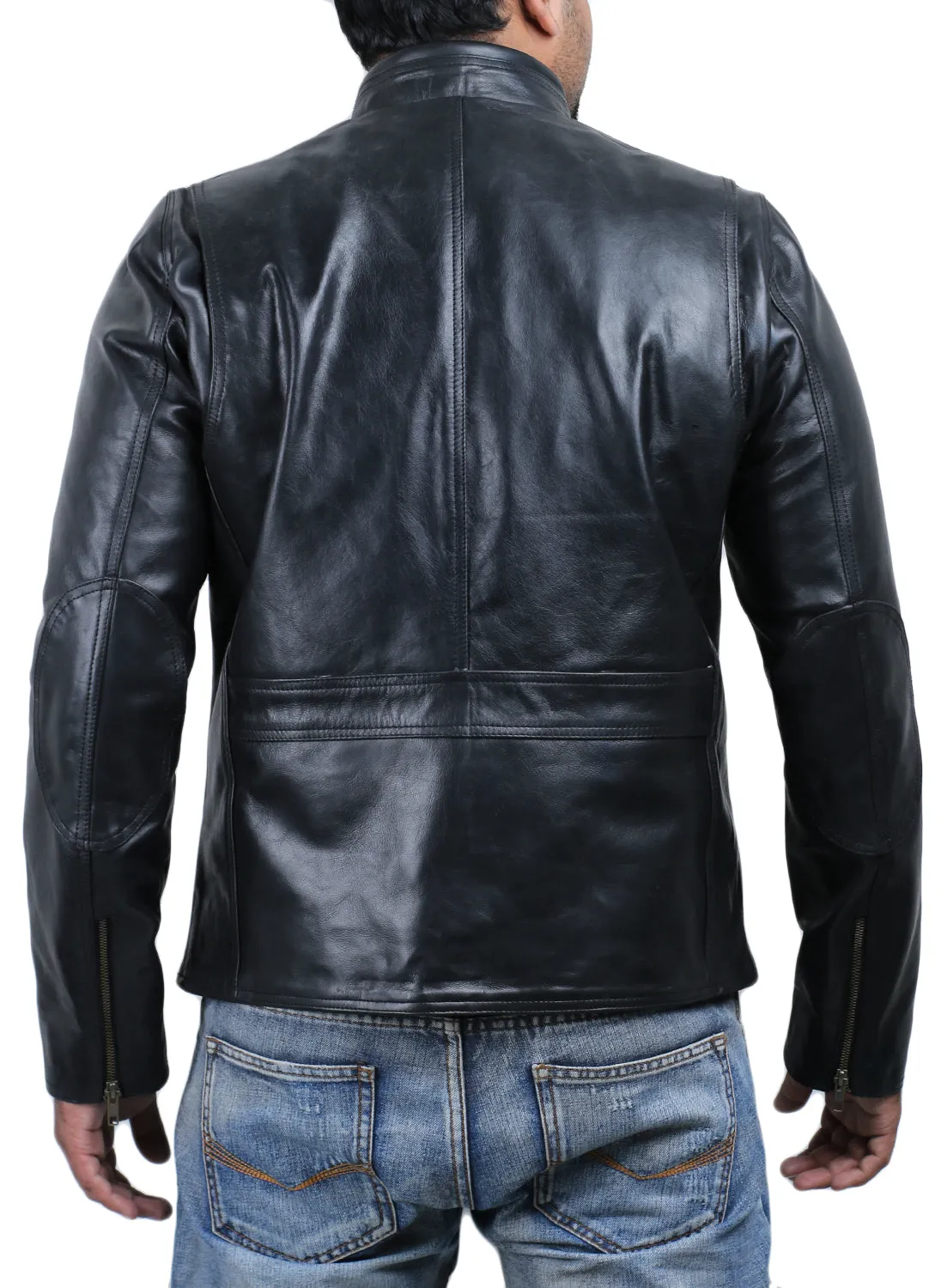 Leather Jackets Hub Mens Genuine Cowhide Leather Jacket (Black, Racer Jacket) - 1501638