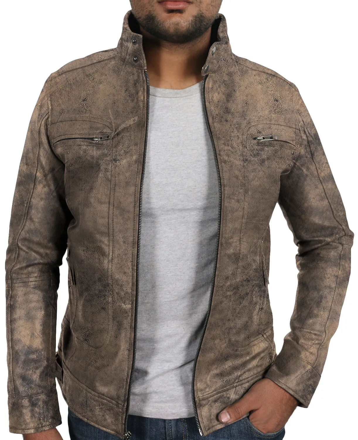Leather Jackets Hub Mens Genuine Lambskin Leather Jacket (Black, Classic Jacket) - 1501196