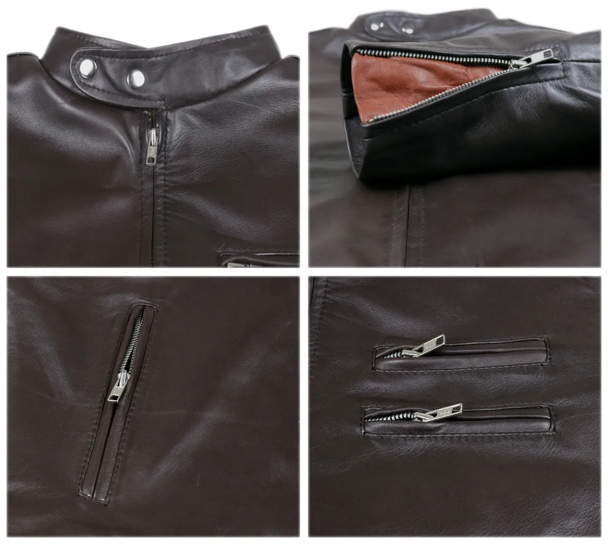Leather Jackets Hub Mens Genuine Lambskin Leather Jacket (Black, Racer Jacket) - 1501535