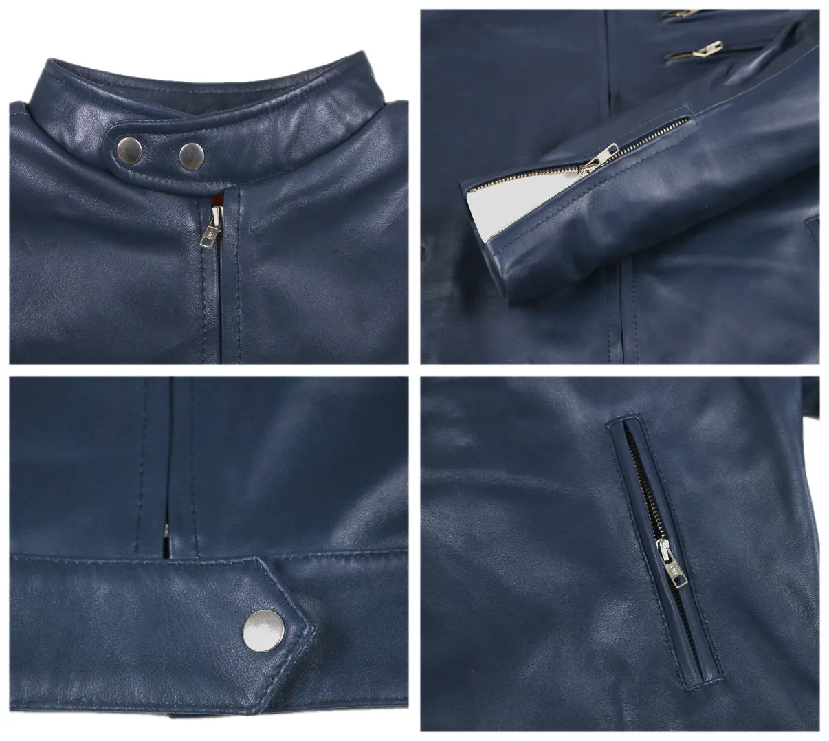 Leather Jackets Hub Mens Genuine Lambskin Leather Jacket (Black, Racer Jacket) - 1501535
