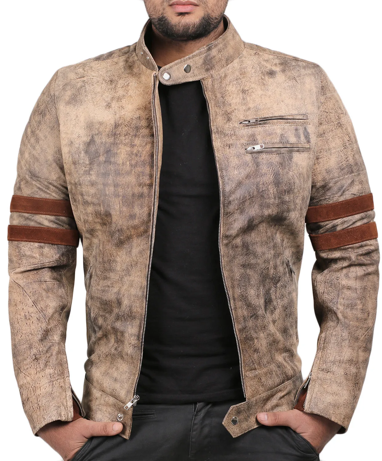 Leather Jackets Hub Mens Genuine Lambskin Leather Jacket (Black, Racer Jacket) - 1501535