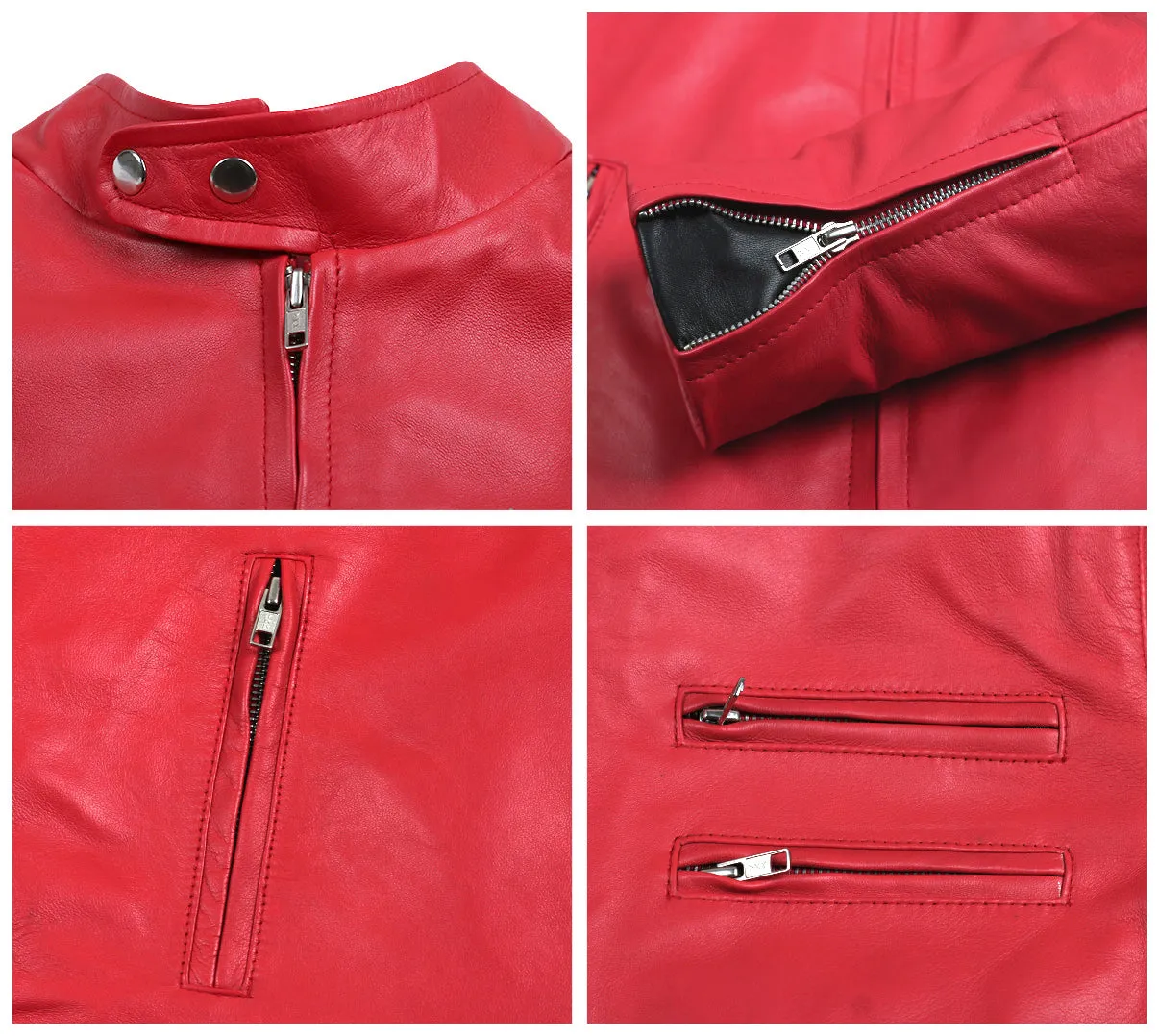 Leather Jackets Hub Mens Genuine Lambskin Leather Jacket (Black, Racer Jacket) - 1501535