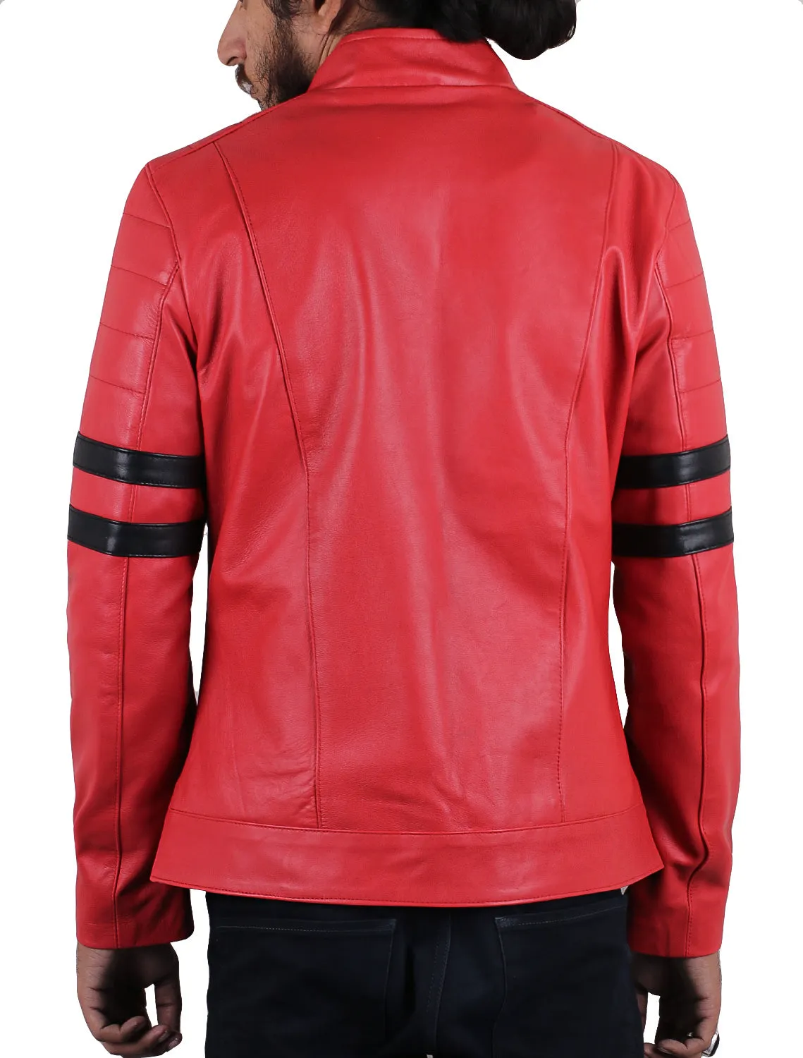 Leather Jackets Hub Mens Genuine Lambskin Leather Jacket (Black, Racer Jacket) - 1501535
