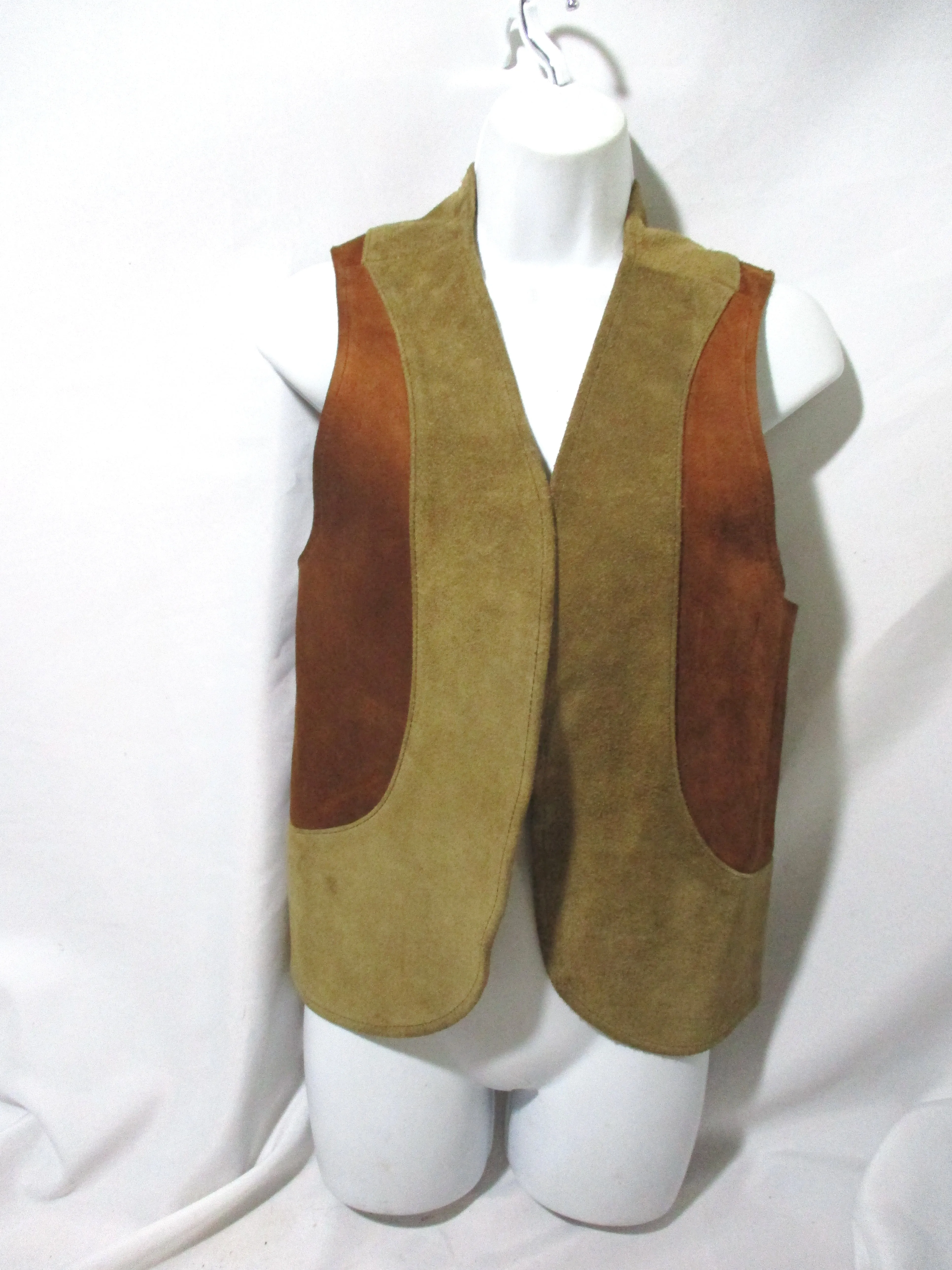 LEATHER Patchwork Suede VEST Sleeveless Jacket Hippie BOHO