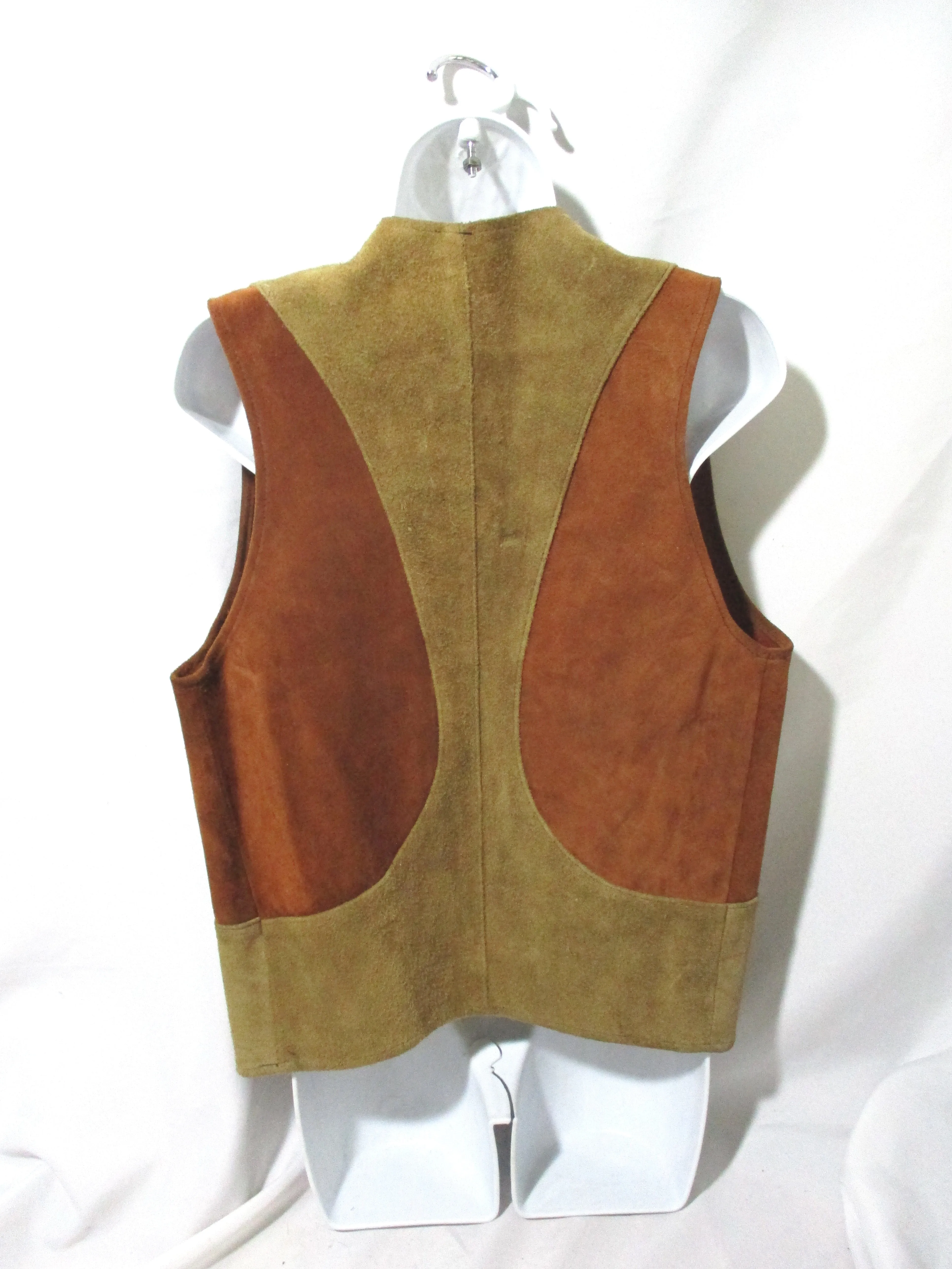 LEATHER Patchwork Suede VEST Sleeveless Jacket Hippie BOHO