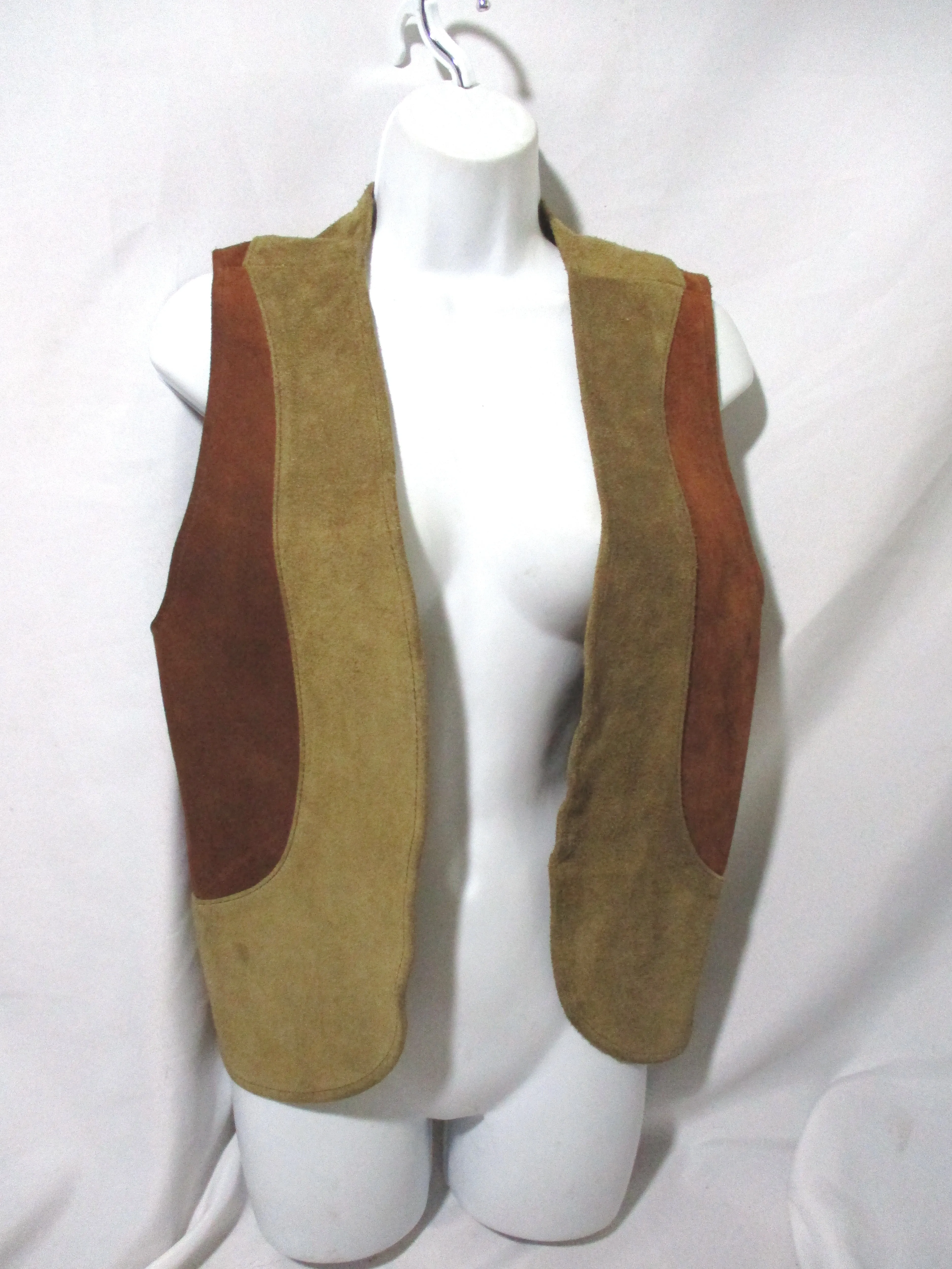 LEATHER Patchwork Suede VEST Sleeveless Jacket Hippie BOHO