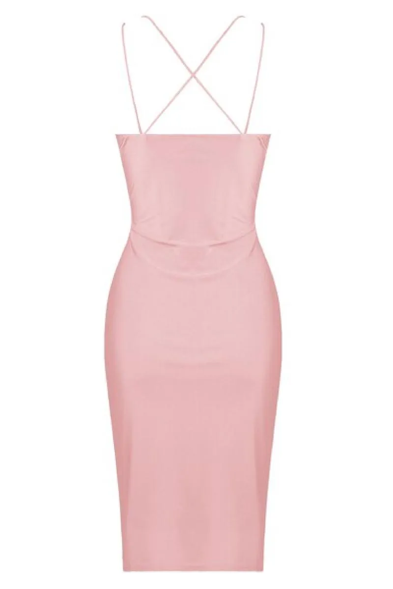 Lilith - Pink Cami Gathered Wrap Dress