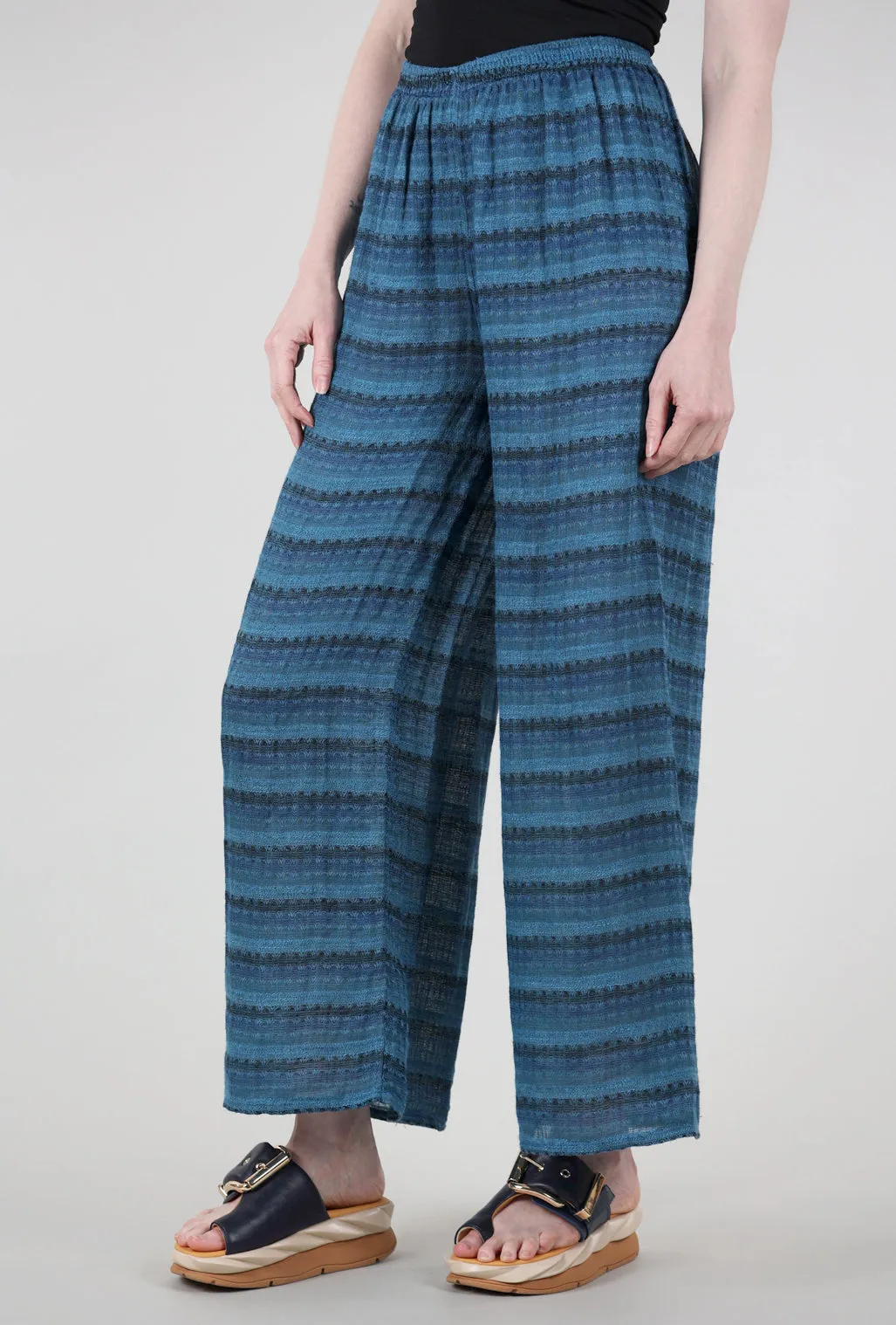 Linen Palazzo Pant, Turquoise