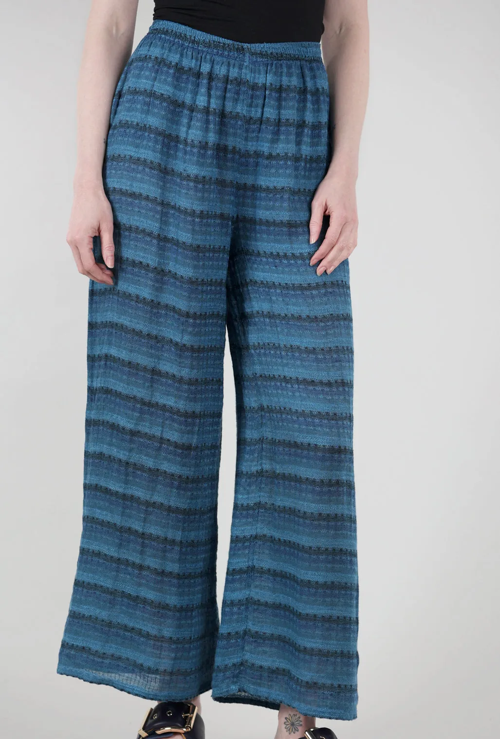 Linen Palazzo Pant, Turquoise
