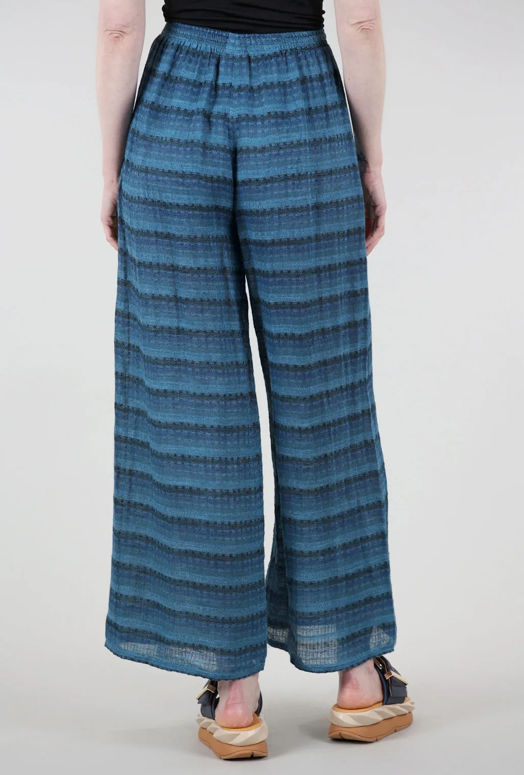 Linen Palazzo Pant, Turquoise