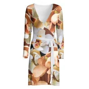 Magnolia Blooms Wrap Dress