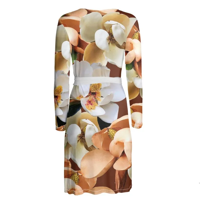 Magnolia Blooms Wrap Dress