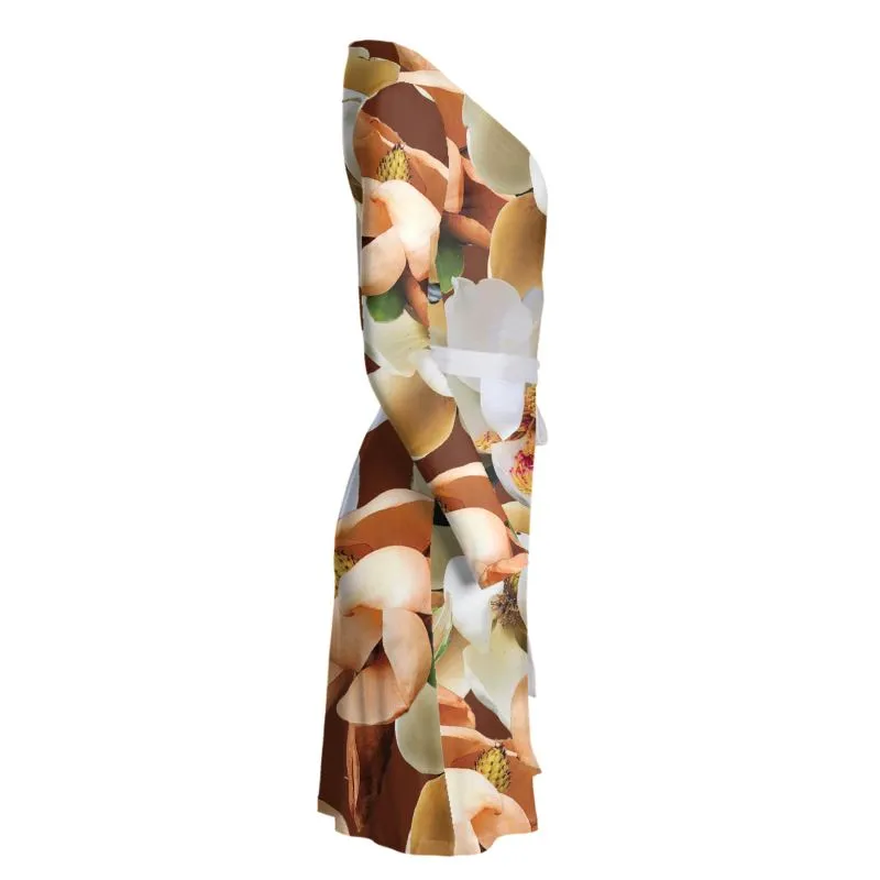 Magnolia Blooms Wrap Dress