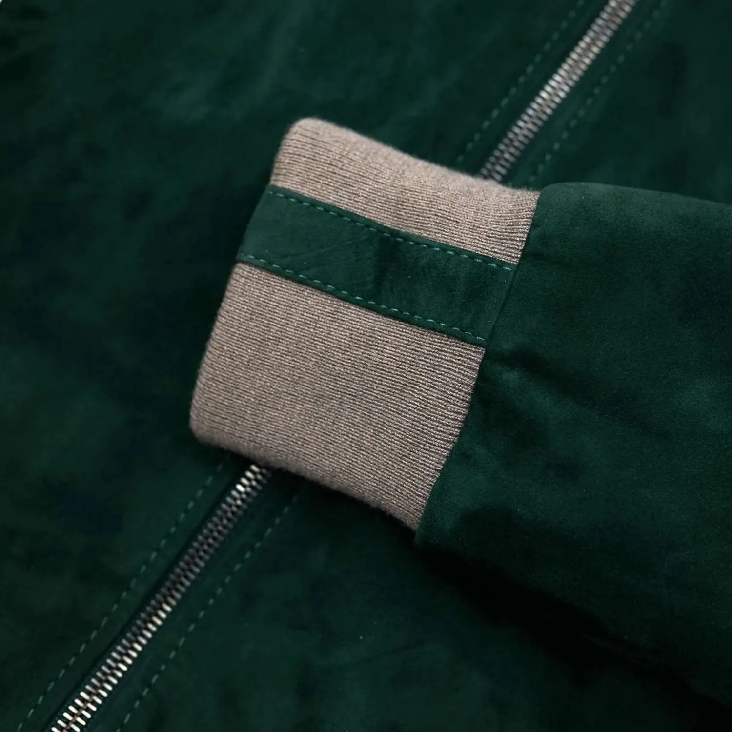 MCKINNON Suede Leather Zip Bomber Jacket GREEN REG