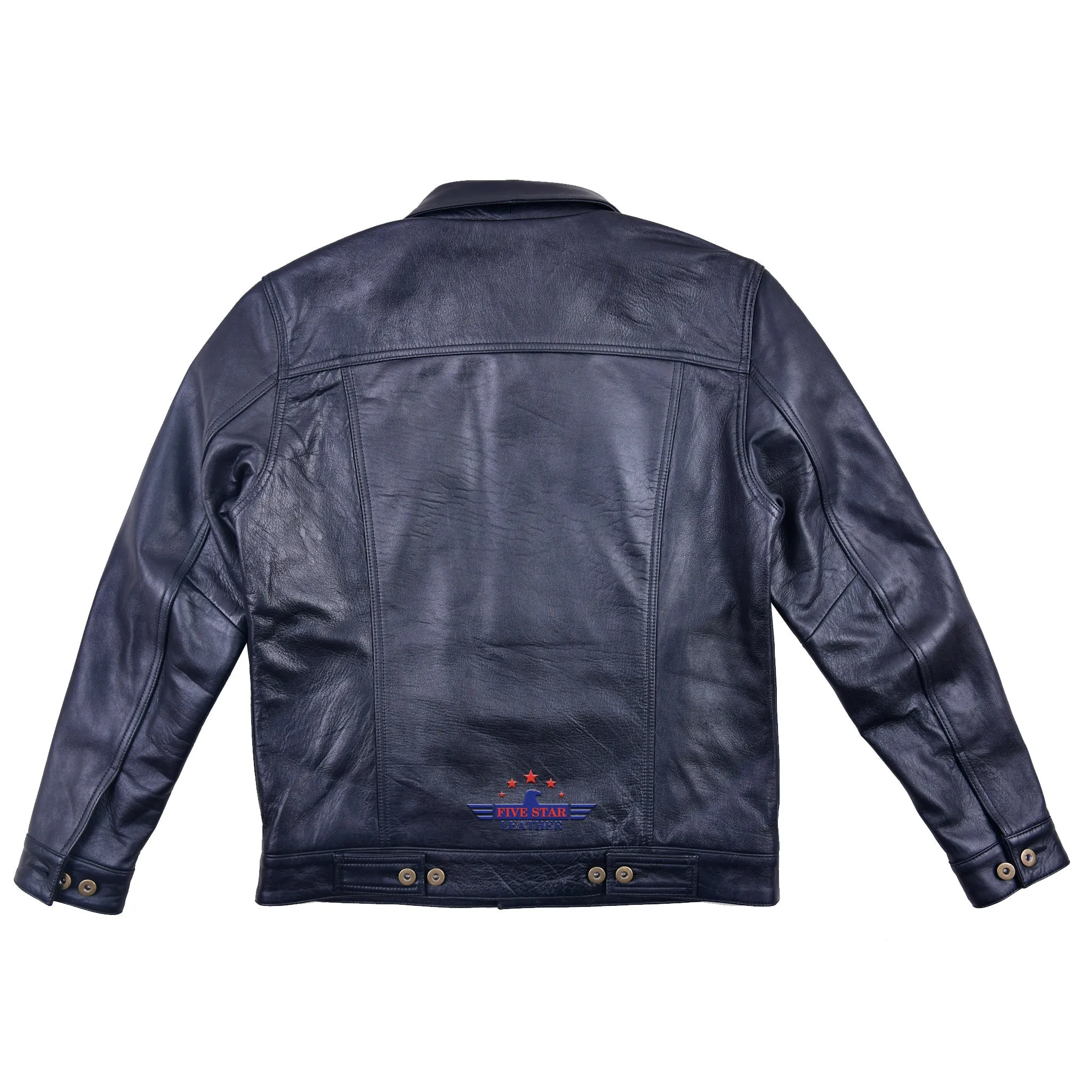 Men Trucker Real Horsehide Leather Classic Western Denim Style Leather Jacket
