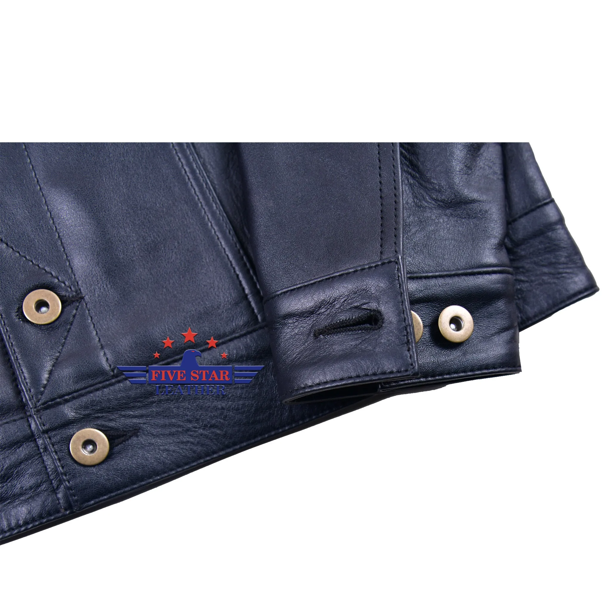 Men Trucker Real Horsehide Leather Classic Western Denim Style Leather Jacket