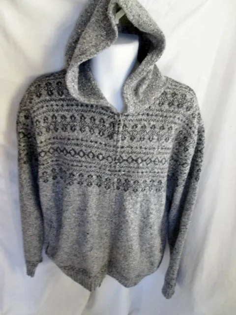 Mens GAP SAN FRANCISCO Knit Ski Sweater Cardigan Nordic XXL Ethnic GRAY Hoodie Fair Isle
