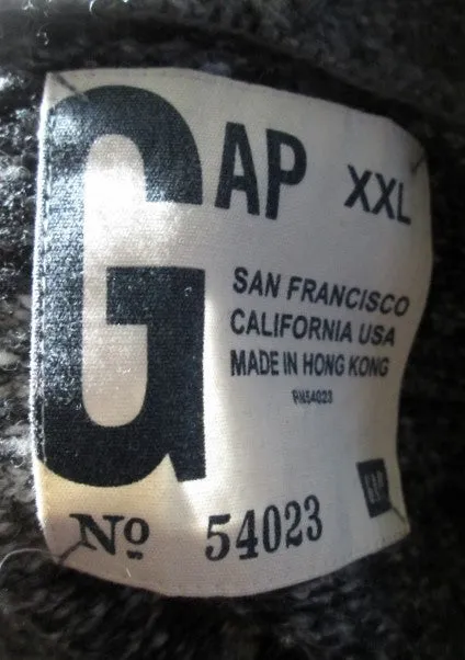 Mens GAP SAN FRANCISCO Knit Ski Sweater Cardigan Nordic XXL Ethnic GRAY Hoodie Fair Isle