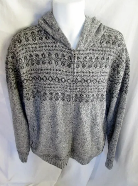 Mens GAP SAN FRANCISCO Knit Ski Sweater Cardigan Nordic XXL Ethnic GRAY Hoodie Fair Isle