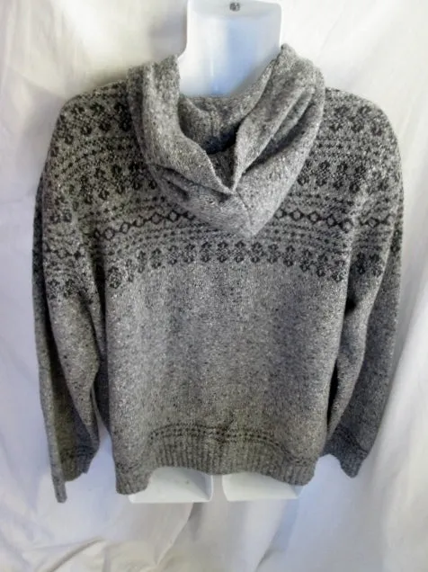 Mens GAP SAN FRANCISCO Knit Ski Sweater Cardigan Nordic XXL Ethnic GRAY Hoodie Fair Isle