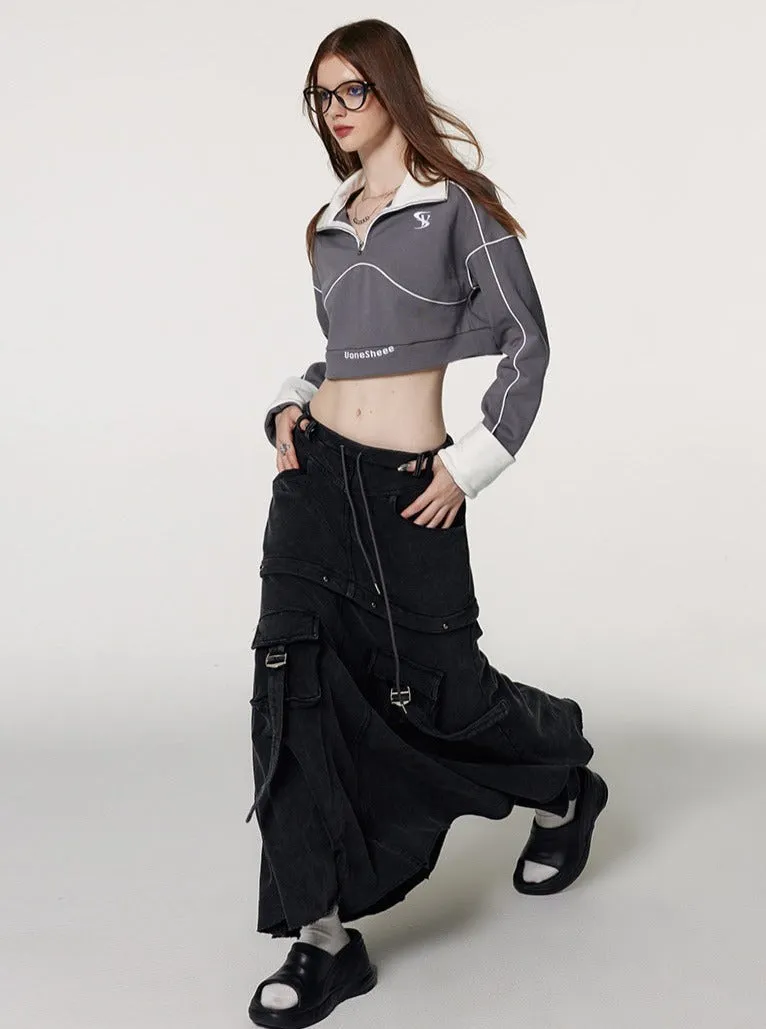 midi-length tooling skirt