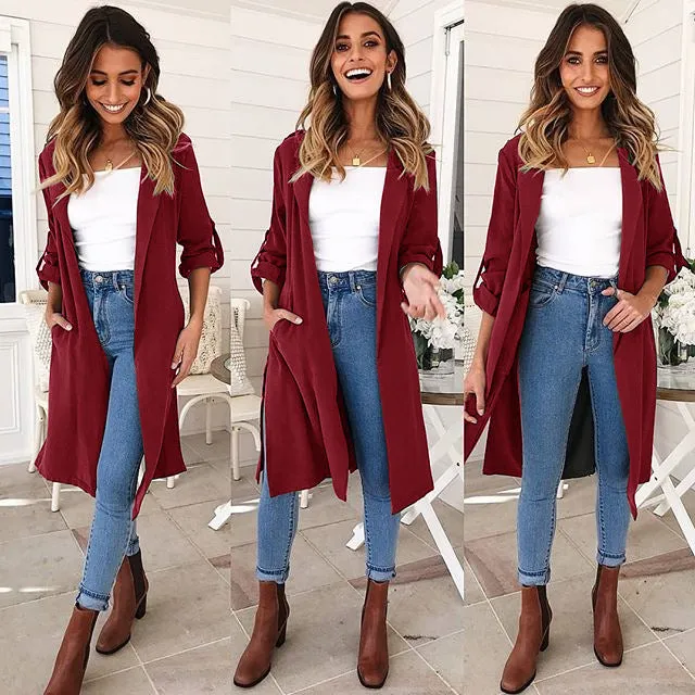 New Casual Long Trench Coat Jacket