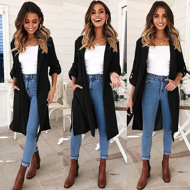 New Casual Long Trench Coat Jacket