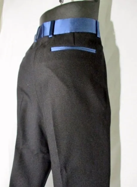 NEW NWT CELINE Set TWISTED WOOL Pant Suit 36 / 38 S BLACK BLUE FORMAL SILK