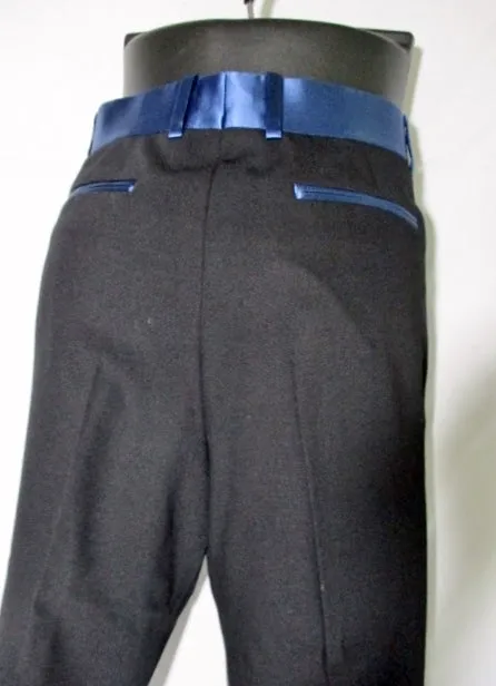 NEW NWT CELINE Set TWISTED WOOL Pant Suit 36 / 38 S BLACK BLUE FORMAL SILK