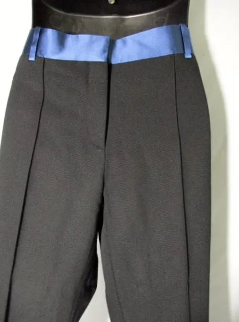 NEW NWT CELINE Set TWISTED WOOL Pant Suit 36 / 38 S BLACK BLUE FORMAL SILK