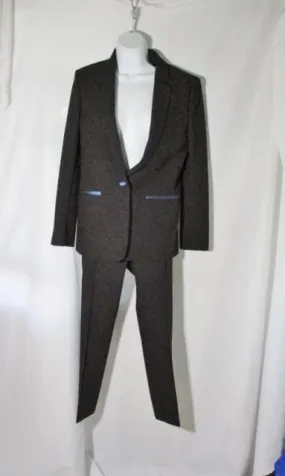 NEW NWT CELINE Set TWISTED WOOL Pant Suit 36 / 38 S BLACK BLUE FORMAL SILK