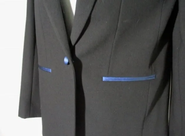 NEW NWT CELINE Set TWISTED WOOL Pant Suit 36 / 38 S BLACK BLUE FORMAL SILK