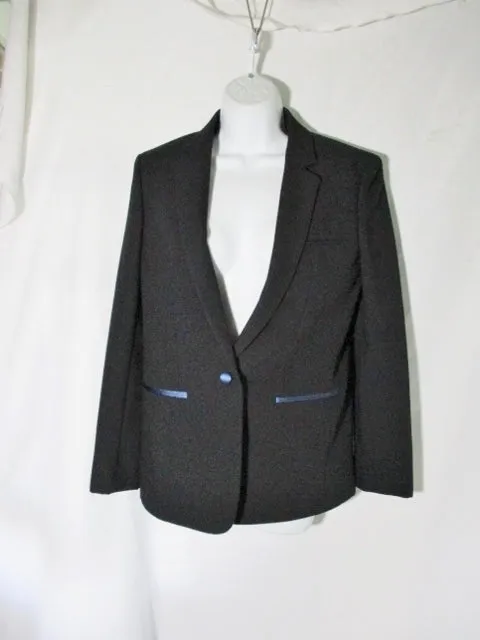 NEW NWT CELINE Set TWISTED WOOL Pant Suit 36 / 38 S BLACK BLUE FORMAL SILK
